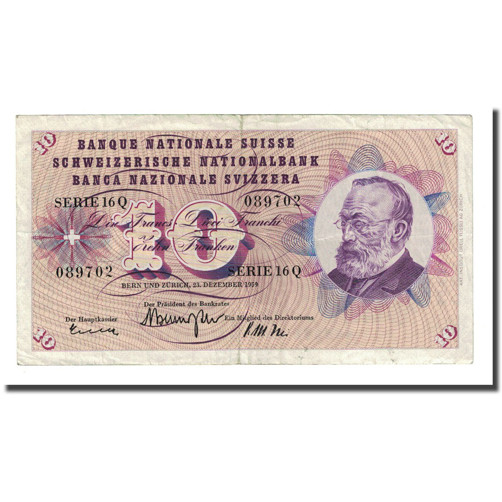 Banknote, Switzerland, 10 Franken, 1959-12-23, KM:45e, EF(40-45)
