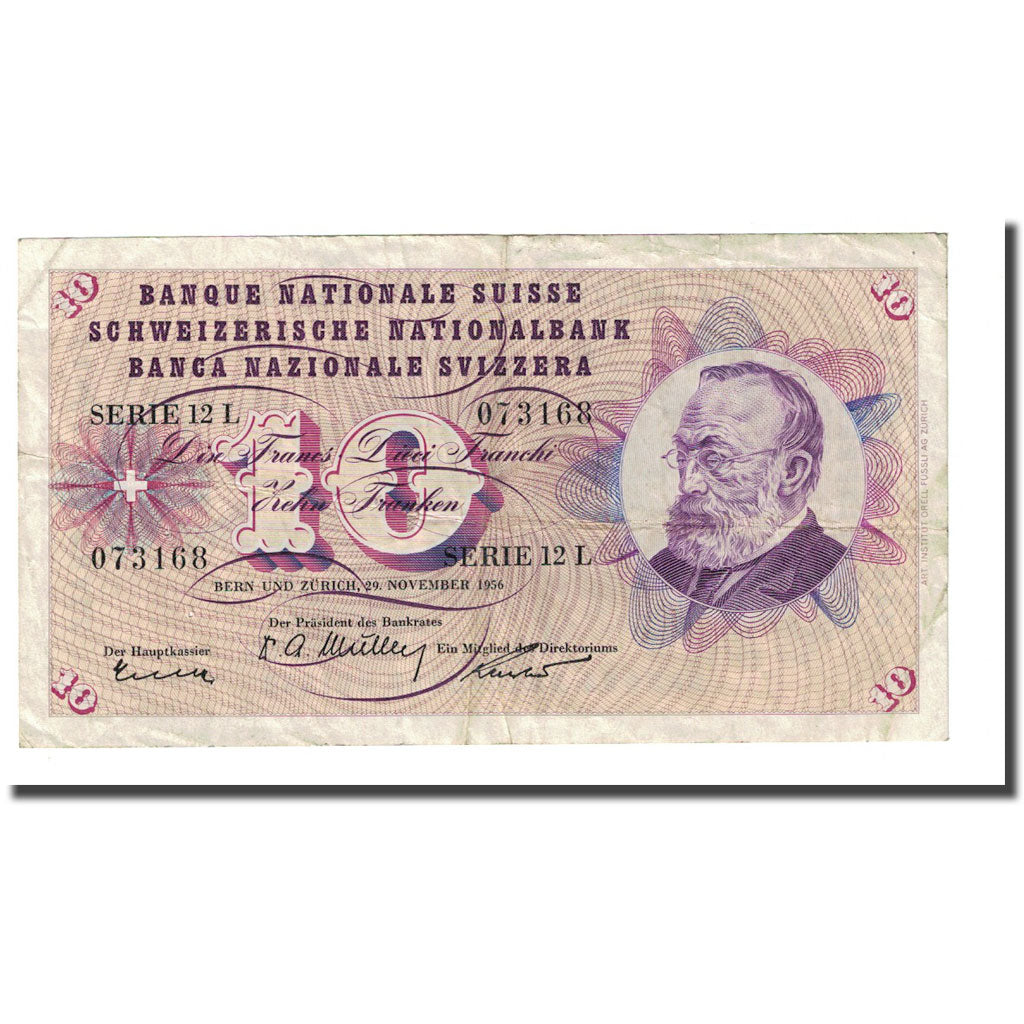 Banknote, Switzerland, 10 Franken, 1956-11-29, KM:45c, EF(40-45)