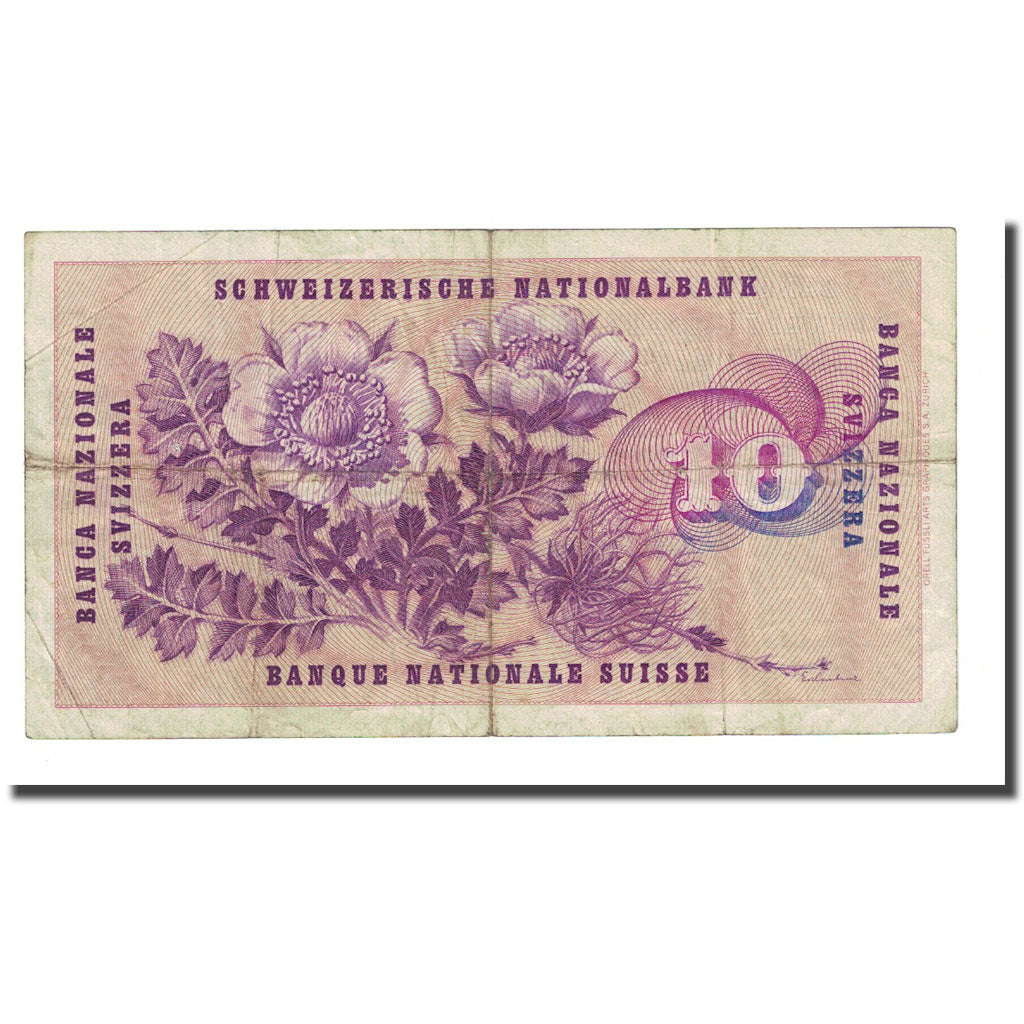 Banknote, Switzerland, 10 Franken, 1956-11-29, KM:45c, VF(20-25)