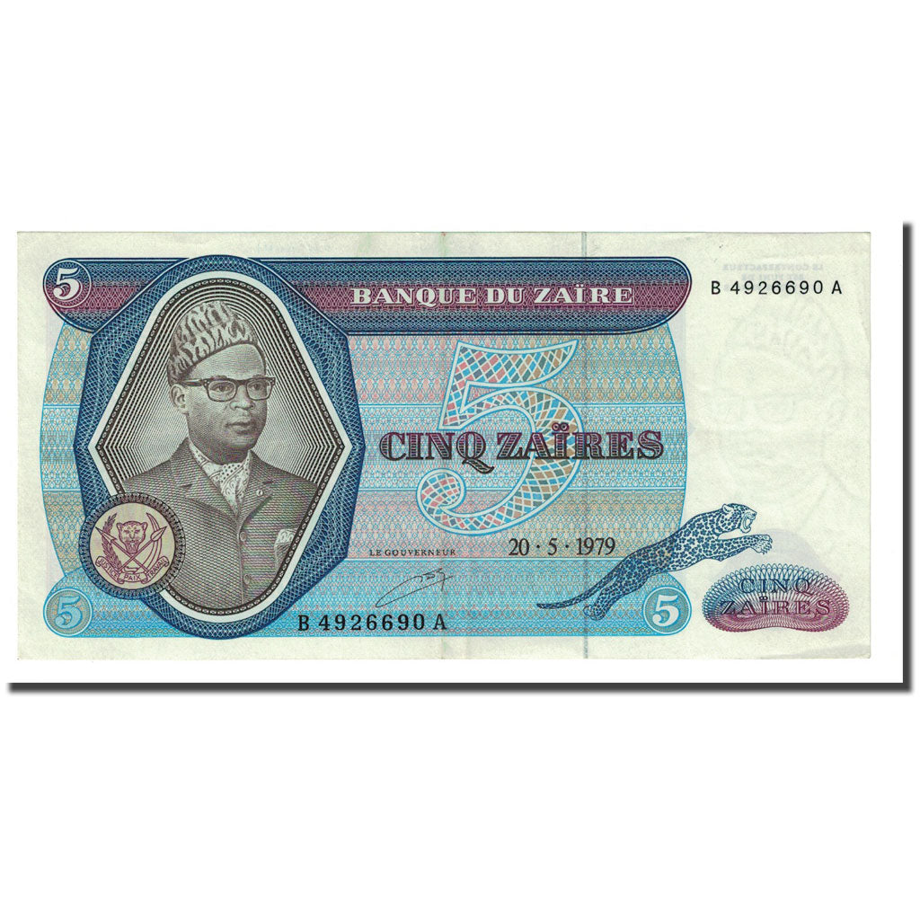 Banknote, Zaire, 5 Zaïres, 1979-05-20, KM:22a, AU(55-58)