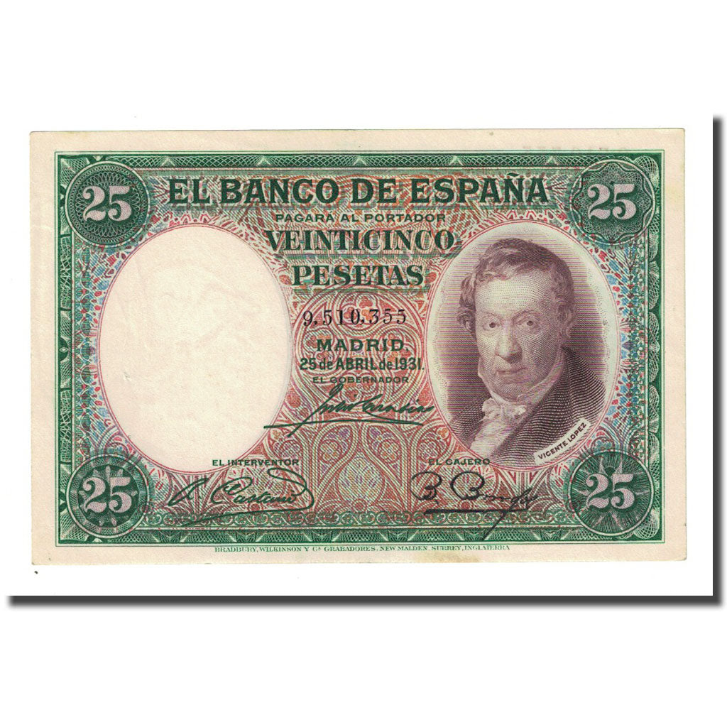 Banknote, Spain, 25 Pesetas, 1931-04-25, KM:81, AU(55-58)
