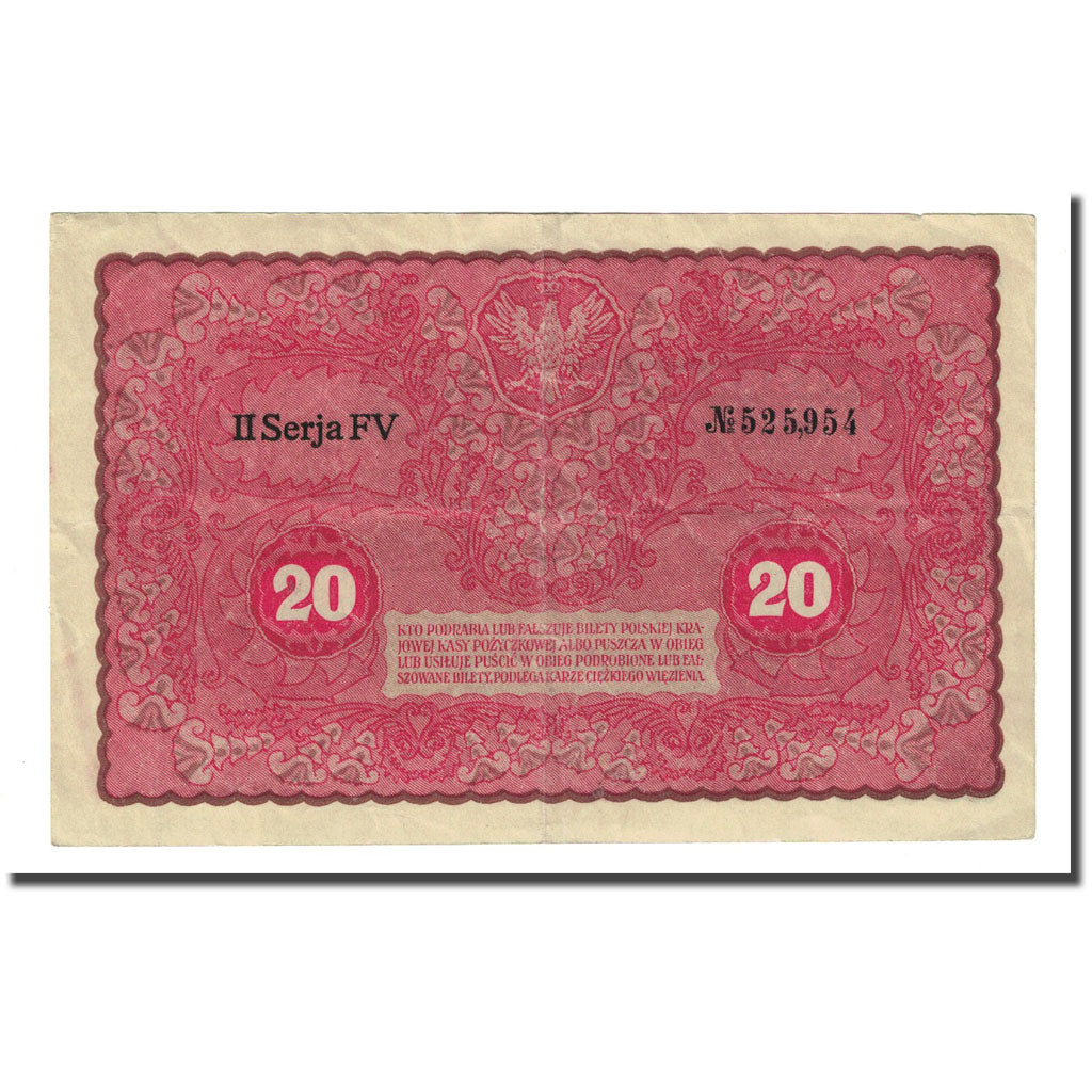 Banknote, Poland, 20 Marek, 1919-08-23, KM:26, AU(50-53)