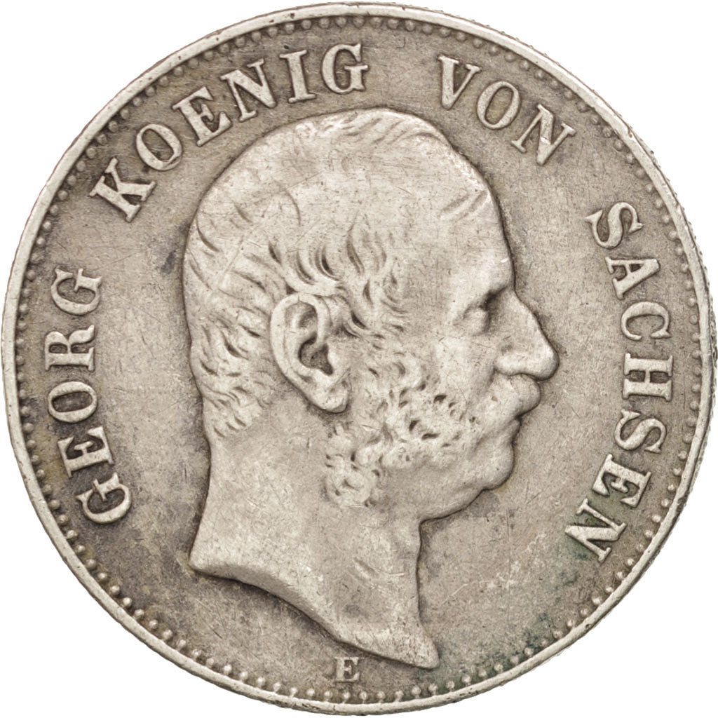 German States, SAXONY-ALBERTINE, Georg, 2 Mark, 1904, Muldenhütten, VF(30-35)
