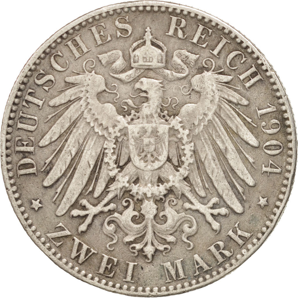 German States, SAXONY-ALBERTINE, Georg, 2 Mark, 1904, Muldenhütten, VF(30-35)