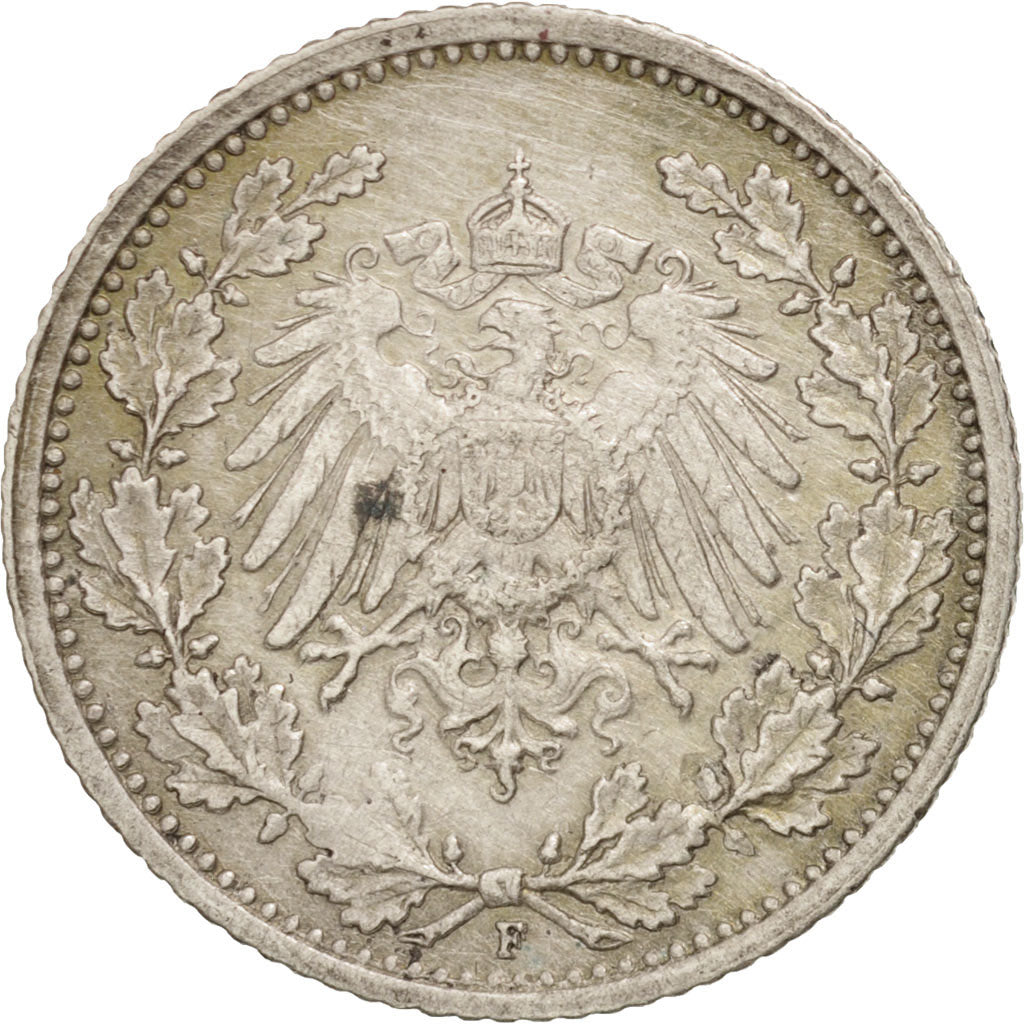 Münze, GERMANY - EMPIRE, 1/2 Mark, 1915, Stuttgart, SS, Silber, KM:17