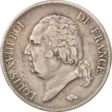 France, Louis XVIII, 5 Francs, 1824, Lille, EF(40-45),Silver,KM711.13,Gadoury614