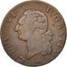 France, Louis XVI, Sol, 1789, Lille, VF(20-25), Copper, KM:578.16, Gadoury 350