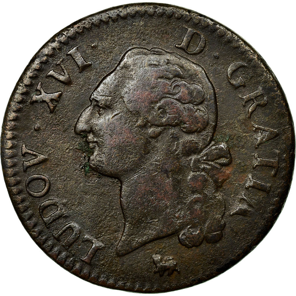 Moneda, Francia, Louis XVI, Sol ou sou, Sol, 1791, Paris, BC+, Cobre, KM:578.1