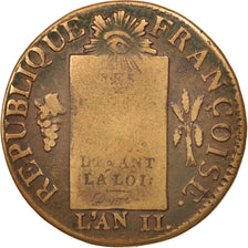 France, Sol aux balances françoise, 1793, Metz, F(12-15), Bronze, KM:619.2