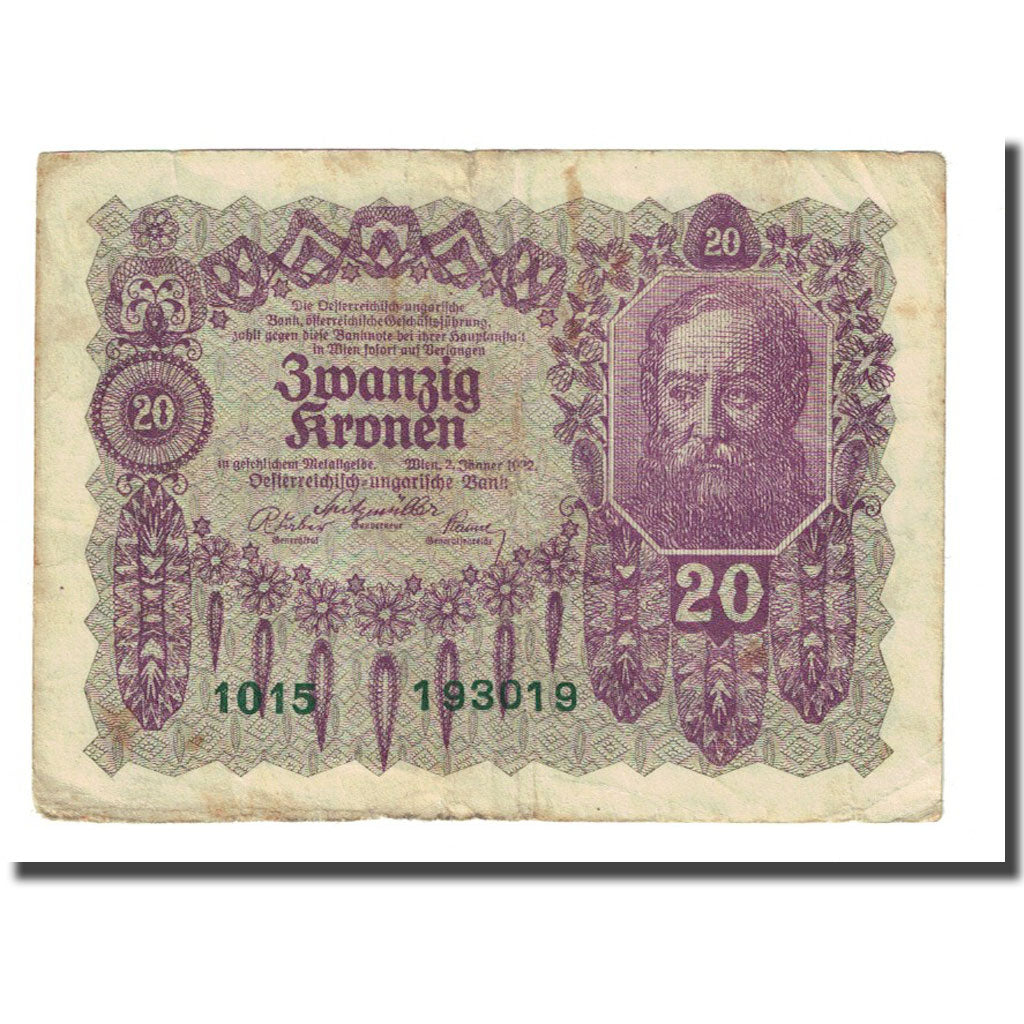Banknote, Austria, 20 Kronen, 1922-01-02, KM:76, VF(20-25)