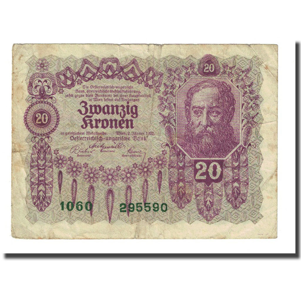 Banknote, Austria, 20 Kronen, 1922-01-02, KM:76, VG(8-10)