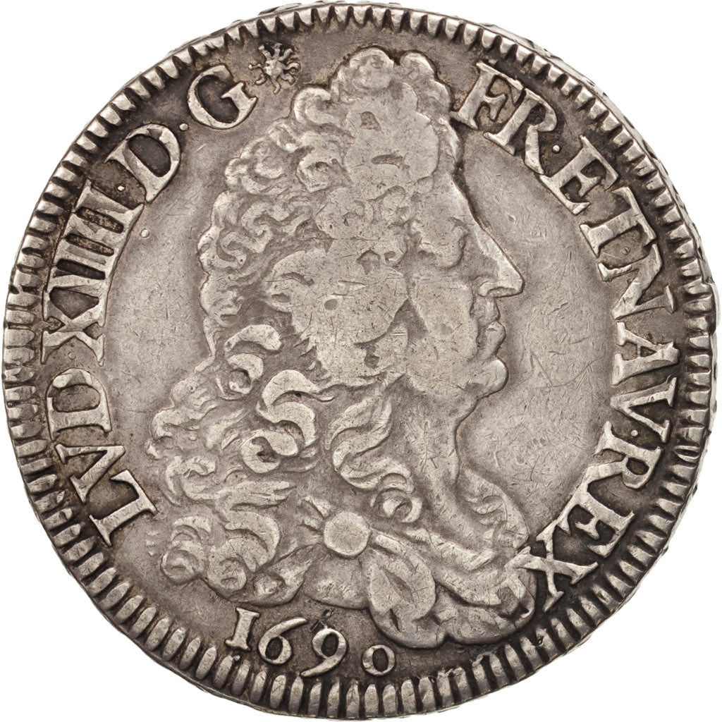 France, Louis XIV, Écu aux 8 L, 1690, Paris, VF(30-35), Silver, KM:275.1
