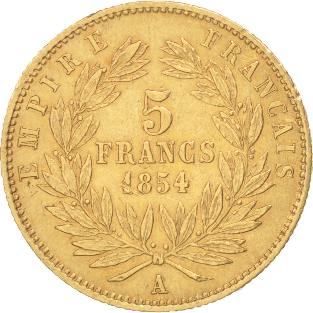 France, Napoleon III, 5 Francs, 1854, Paris, TTB, Or, KM:783, Gadoury 1000