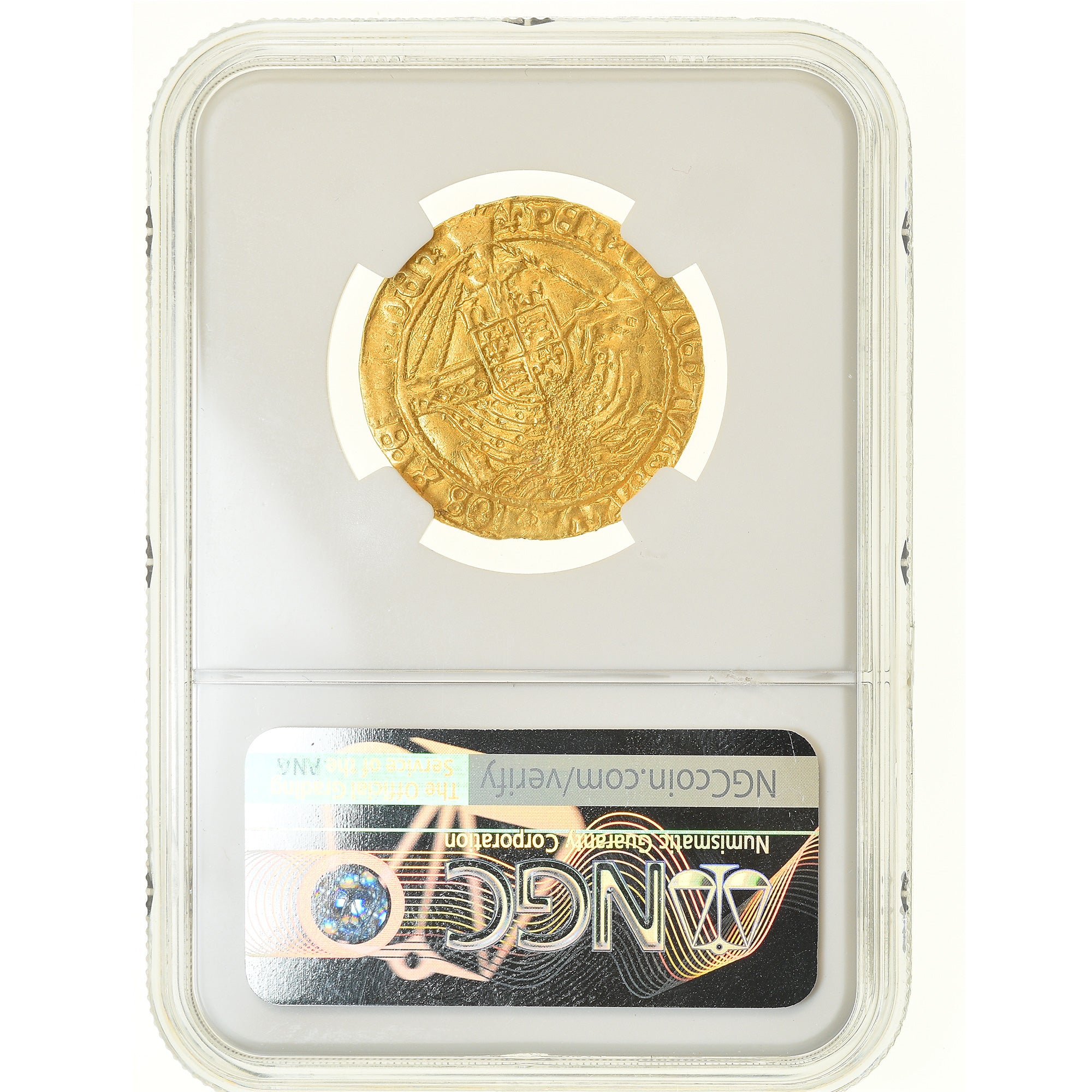 Moneta, Wielka Brytania, Henry VIII, Gold Angel, London, NGC, AU Details