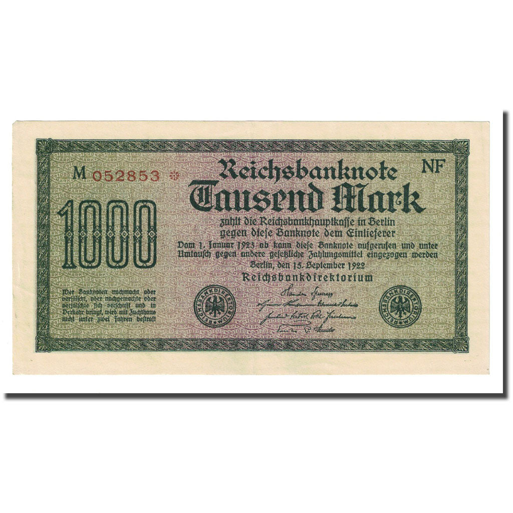 Banknote, Germany, 1000 Mark, 1922-09-15, KM:76c, AU(55-58)