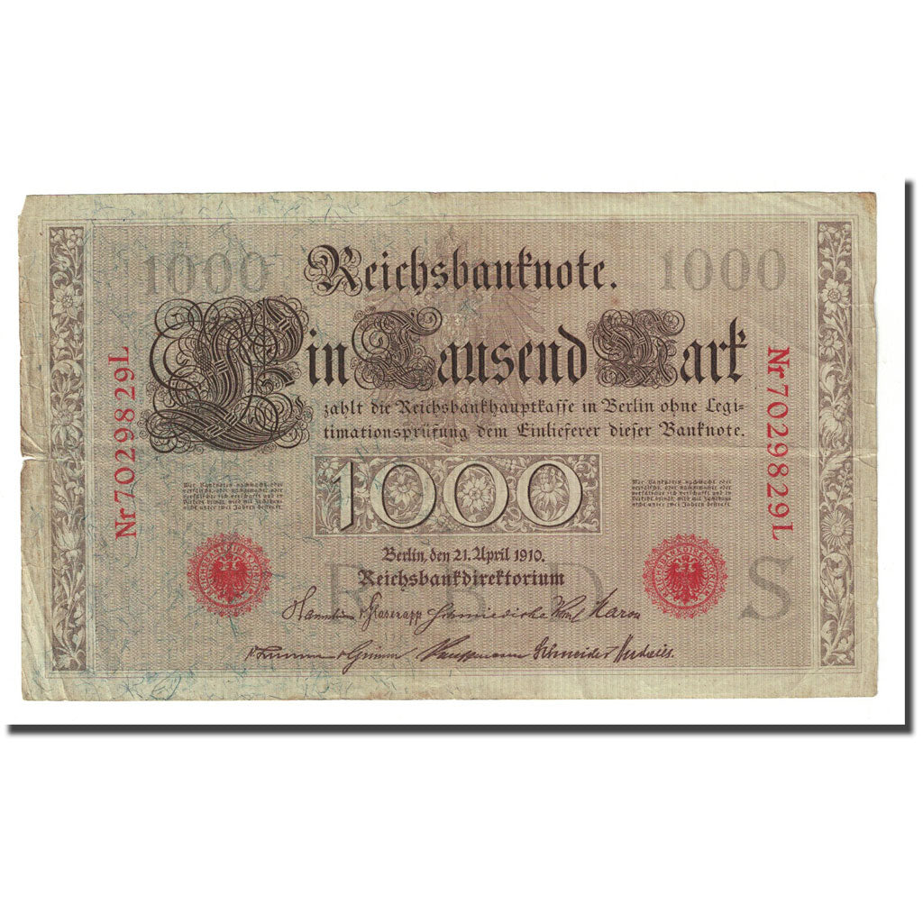 Banknote, Germany, 1000 Mark, 1910-04-21, KM:44b, VG(8-10)