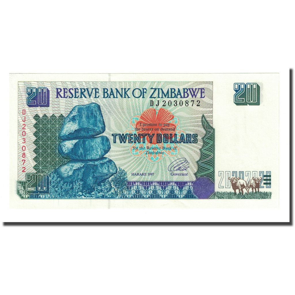 Banknot, Zimbabwe, 20 Dollars, 1997, KM:7a, UNC(65-70)