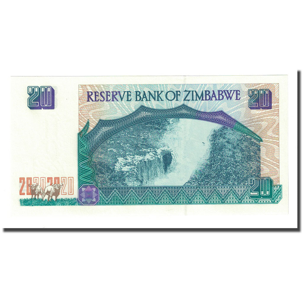 Banknot, Zimbabwe, 20 Dollars, 1997, KM:7a, UNC(65-70)