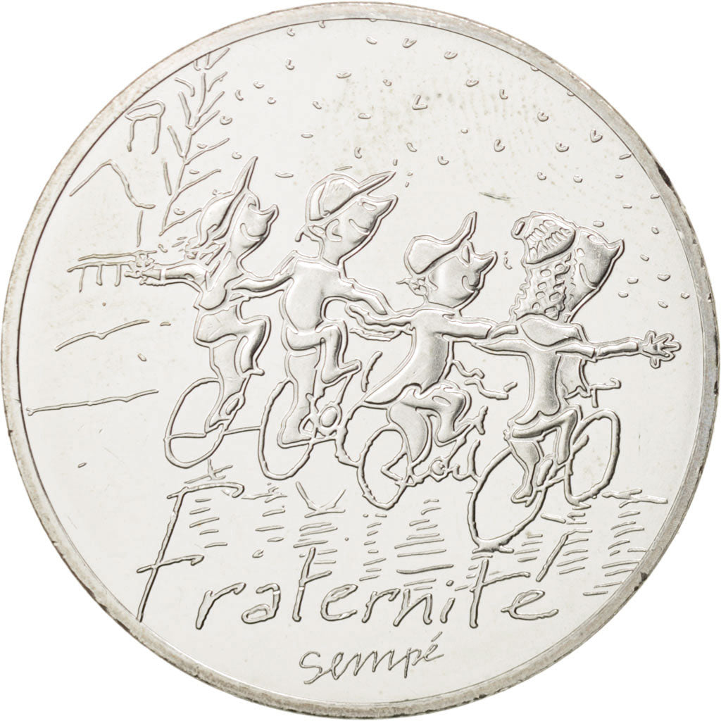 France, 10 Euro Sempé Fraternité Winter, 2014, MS(63), Silver, Gadoury:EU719