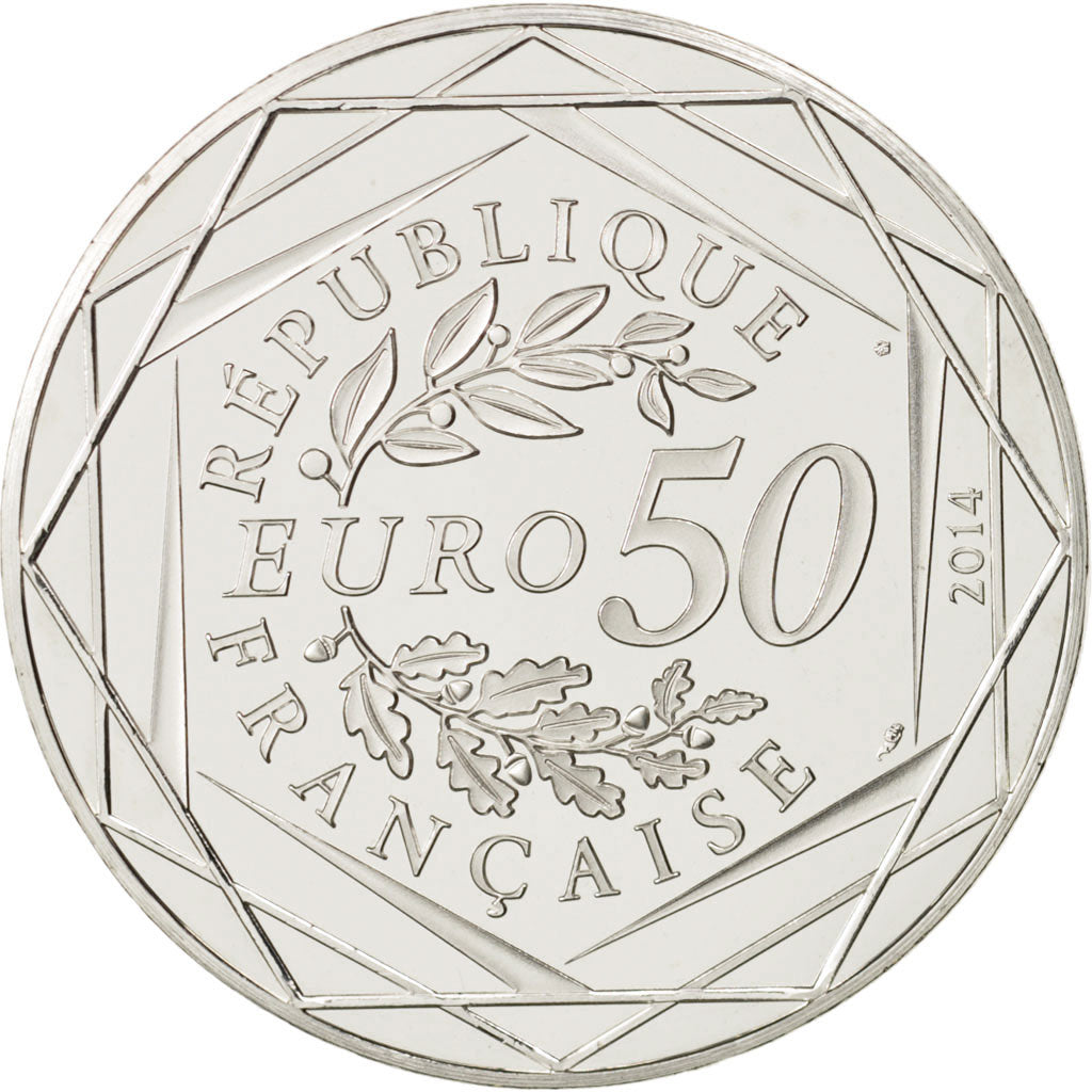 France, 50 Euro Sempé Paix Autumm and Winter, 2014, MS(63), Silver,Gadoury:EU720