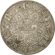 Morocco, Mohammed V, 20 Francs, 1933, Paris, EF(40-45),Silver,KM:39,Lecompte271