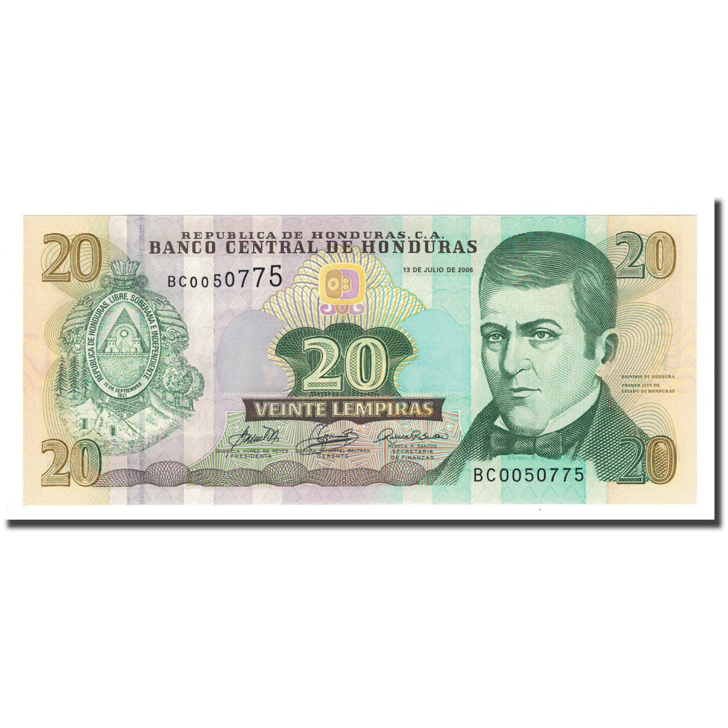 Banknote, Honduras, 20 Lempiras, 2006-07-13, KM:93a, UNC(65-70)
