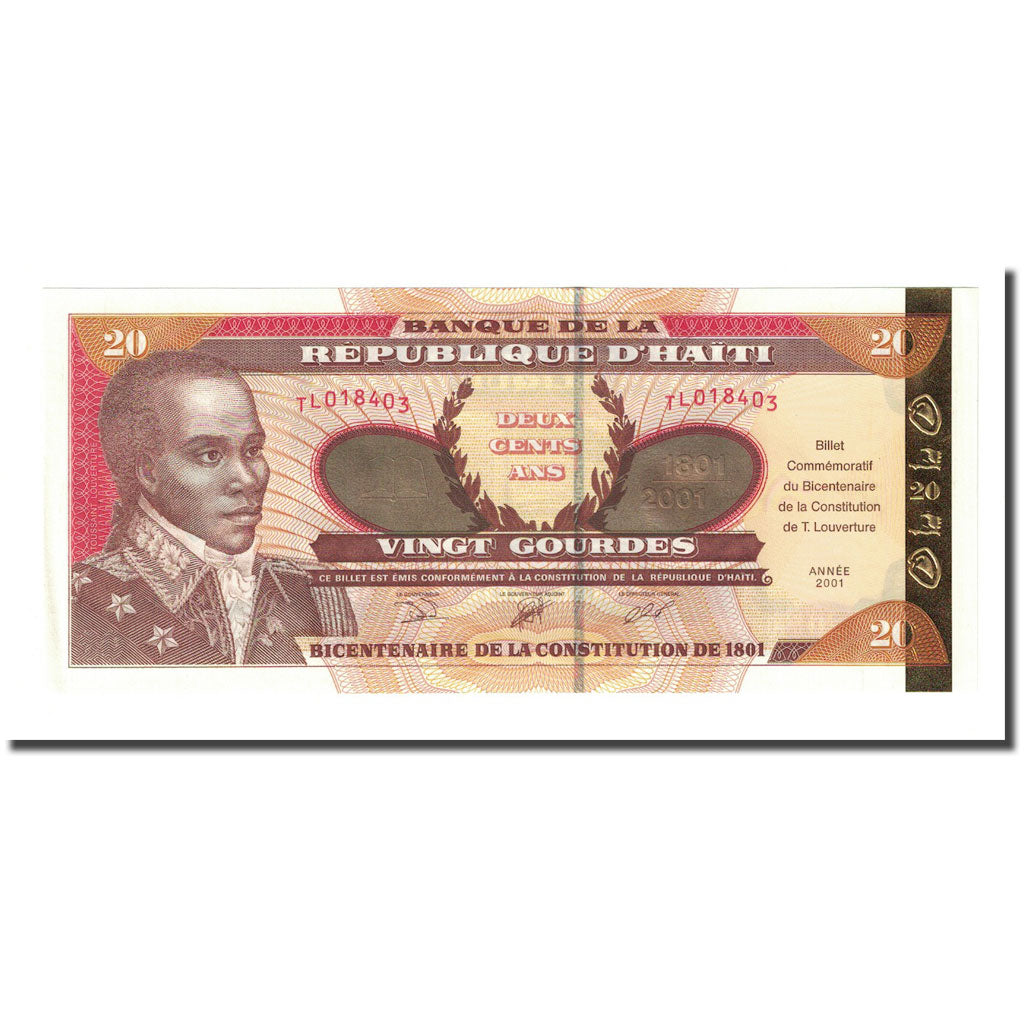 Banknote, Haiti, 20 Gourdes, 2001, KM:271, UNC(65-70)