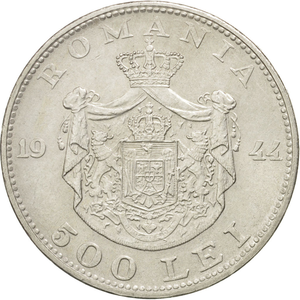 Romania, Mihai I, 500 Lei, 1944, AU(50-53), Silver, KM:65