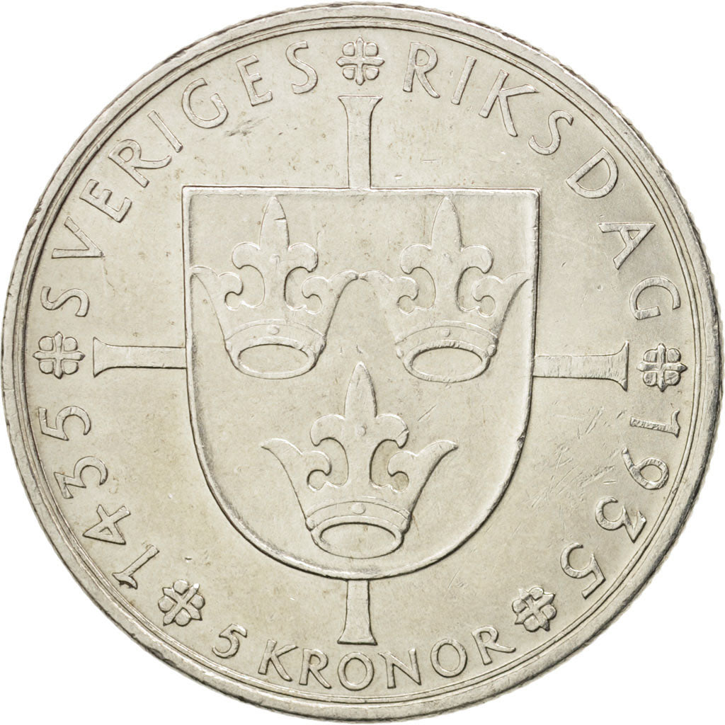 Sweden, Gustaf V, 5 Kronor, 1935, AU(50-53), Silver, KM:806