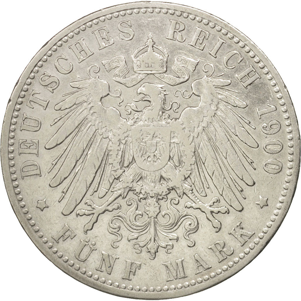 German States, BAVARIA, Otto, 5 Mark, 1900, Munich, EF(40-45), Silver, KM:915