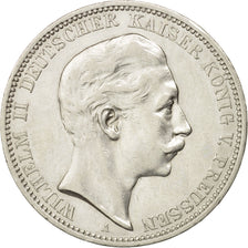 German States, PRUSSIA, Wilhelm II, 3 Mark, 1909, Berlin, EF(40-45),Silver,KM527