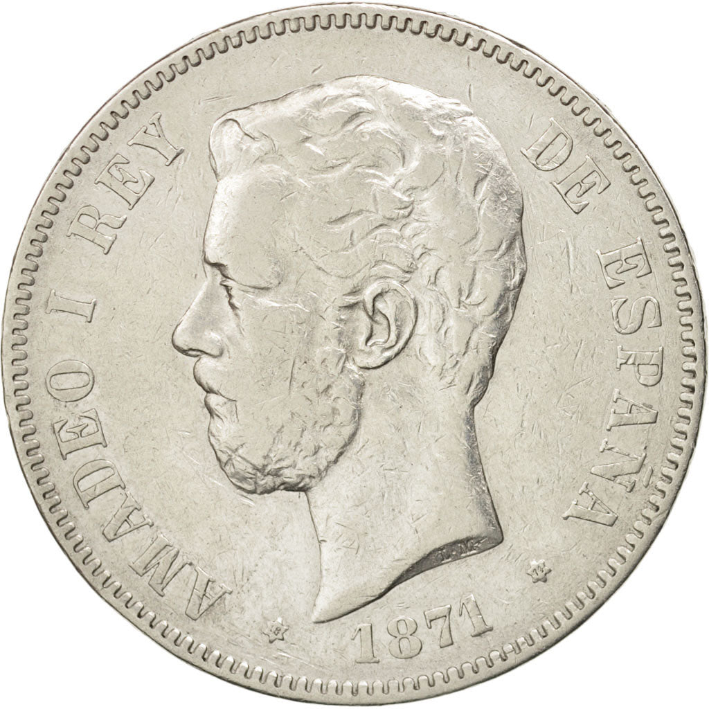 Spain, Amadeao I, 5 Pesetas, 1874, Madrid, EF(40-45), Silver, KM:666