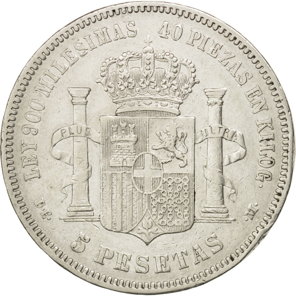 Spain, Amadeao I, 5 Pesetas, 1874, Madrid, EF(40-45), Silver, KM:666