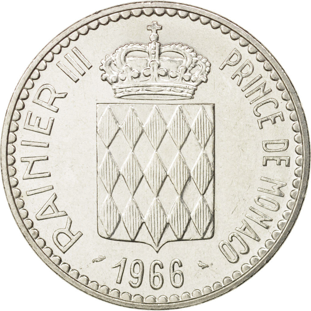 Coin, Monaco, Rainier III, 10 Francs, 1966, AU(55-58), Silver, KM:146