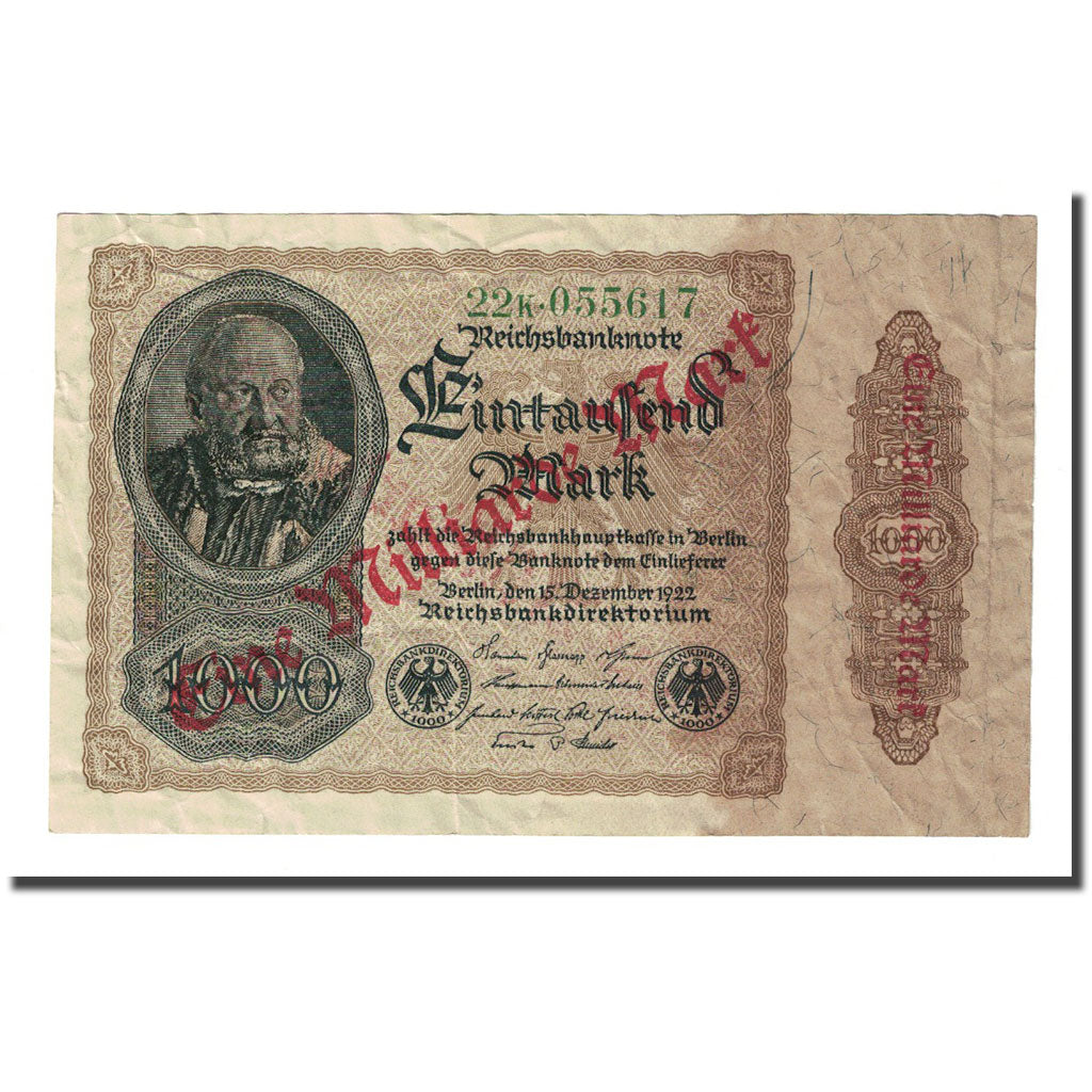Banknote, Germany, 1 Milliarde Mark on 1000 Mark, 1922-12-15, KM:113b, VF(20-25)