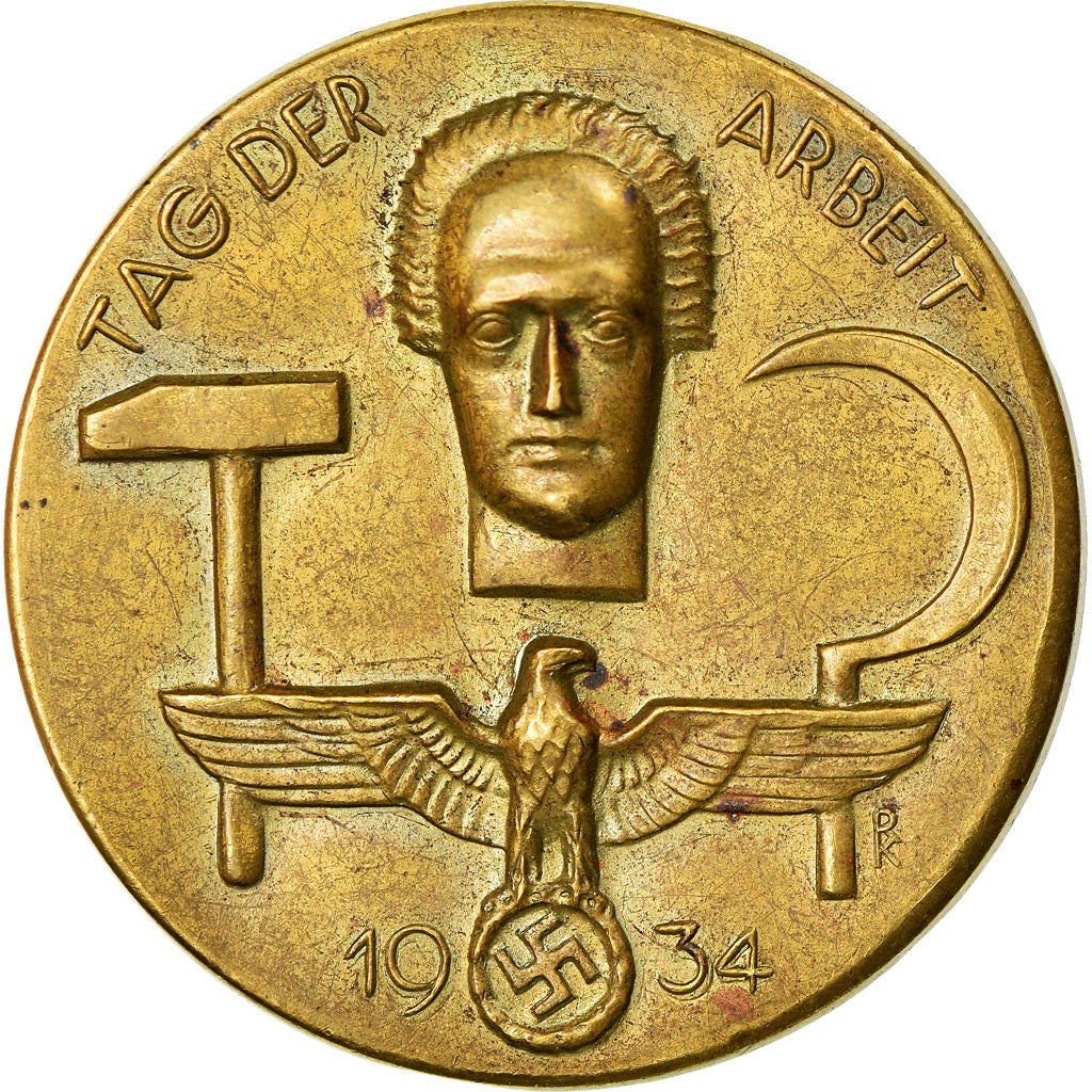 Alemania, medalla, Tag der Arbeit, Fête du Travail, 1934, EBC, Cobre