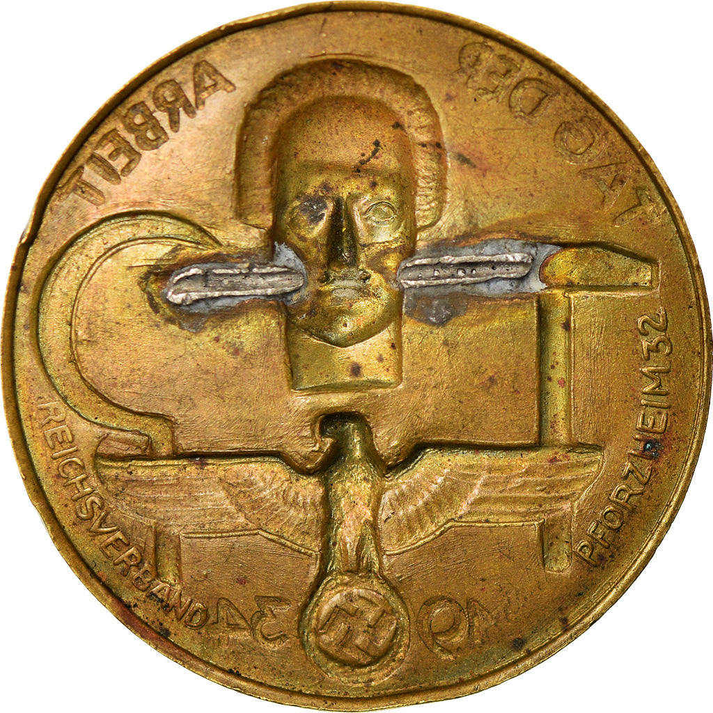 Alemania, medalla, Tag der Arbeit, Fête du Travail, 1934, EBC, Cobre