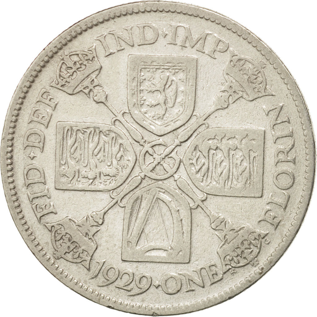 Great Britain, George V, Florin, Two Shillings, 1929, VF(30-35), Silver, KM:834