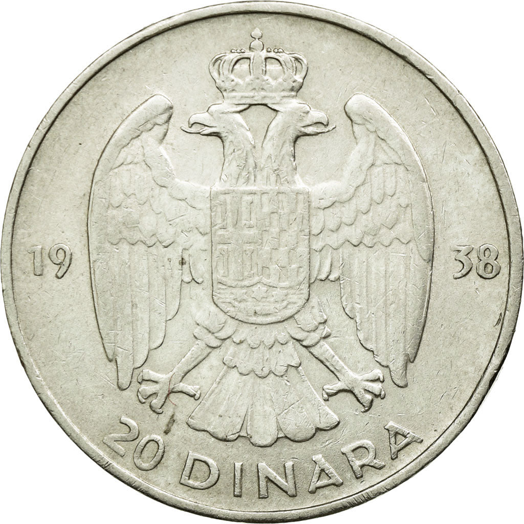 Coin, Yugoslavia, Petar II, 20 Dinara, 1938, EF(40-45), Silver, KM:23
