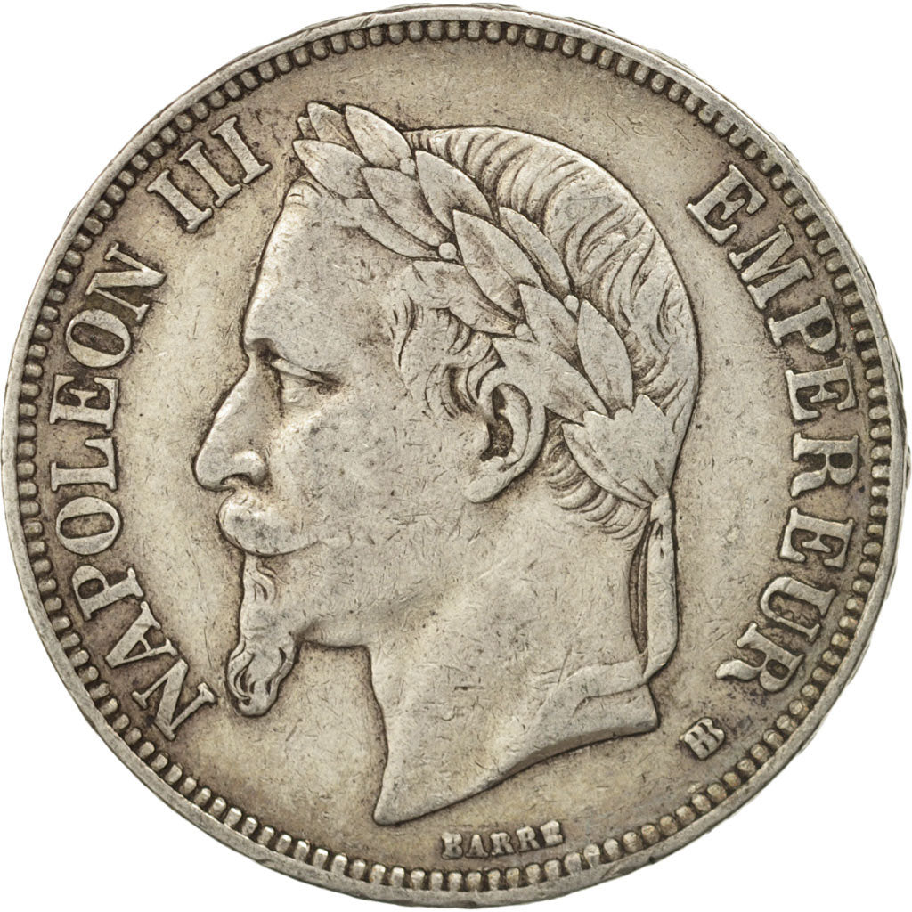 Moneta, Francia, Napoléon III, 5 Francs, 1869, Strasbourg, BB, Argento