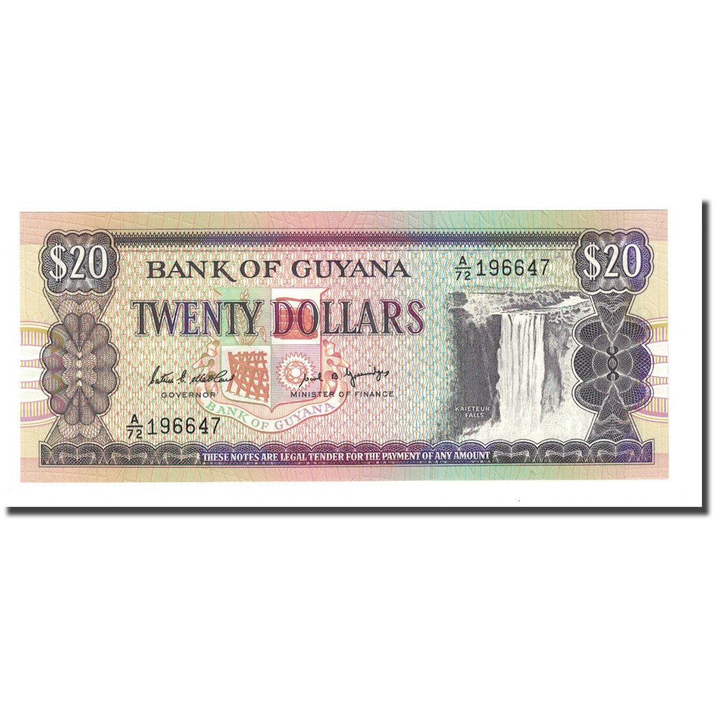 Banknot, Gujana, 20 Dollars, Undated (1989), KM:24d, UNC(65-70)