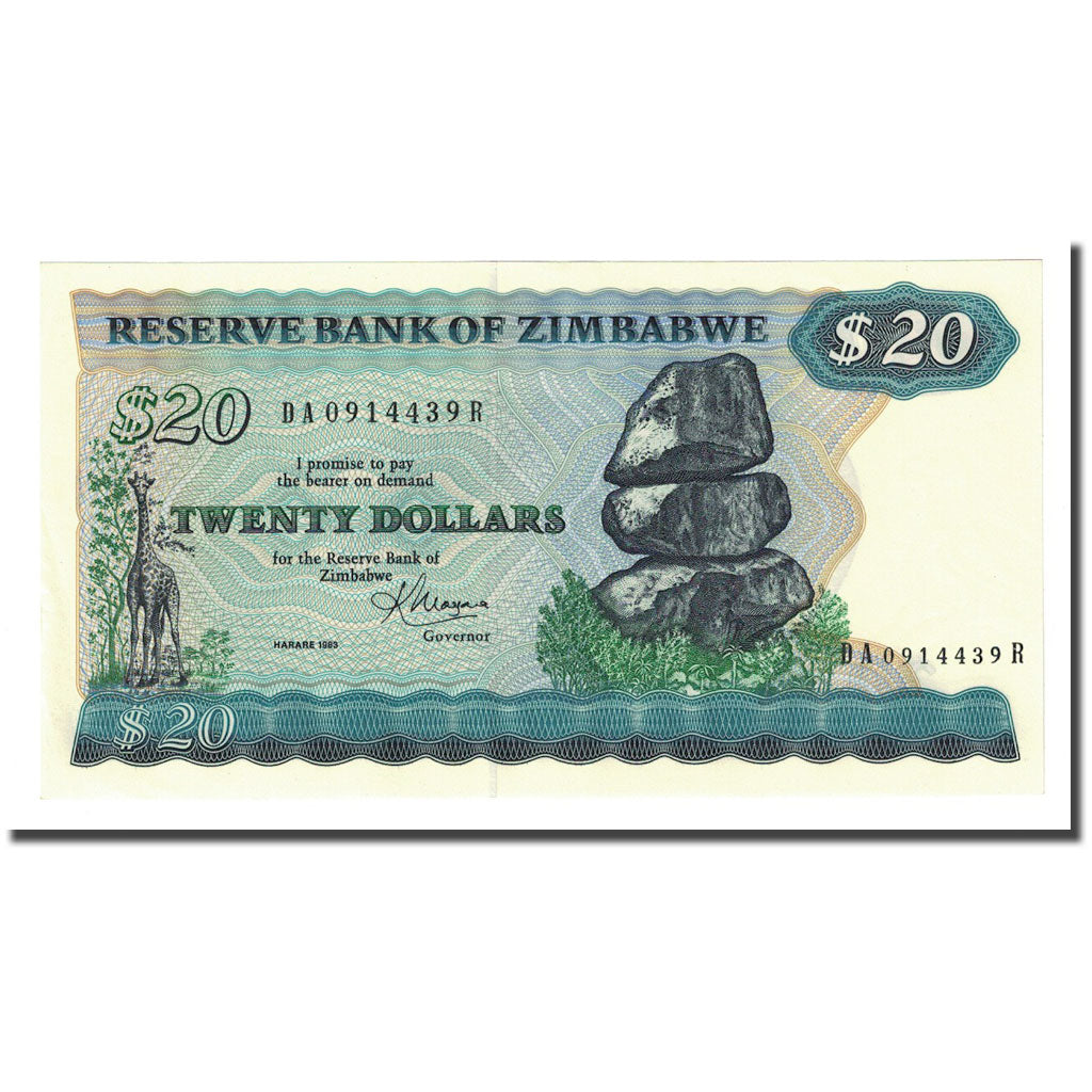 Geldschein, Simbabwe, 20 Dollars, 1983, KM:4c, UNZ