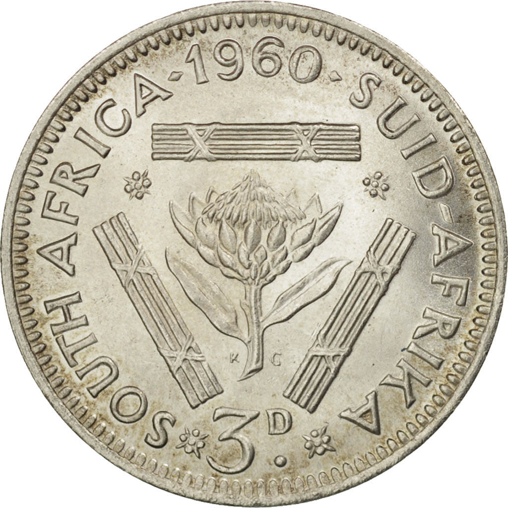 South Africa, Elizabeth II, 3 Pence, 1960, MS(60-62), Silver, KM:47
