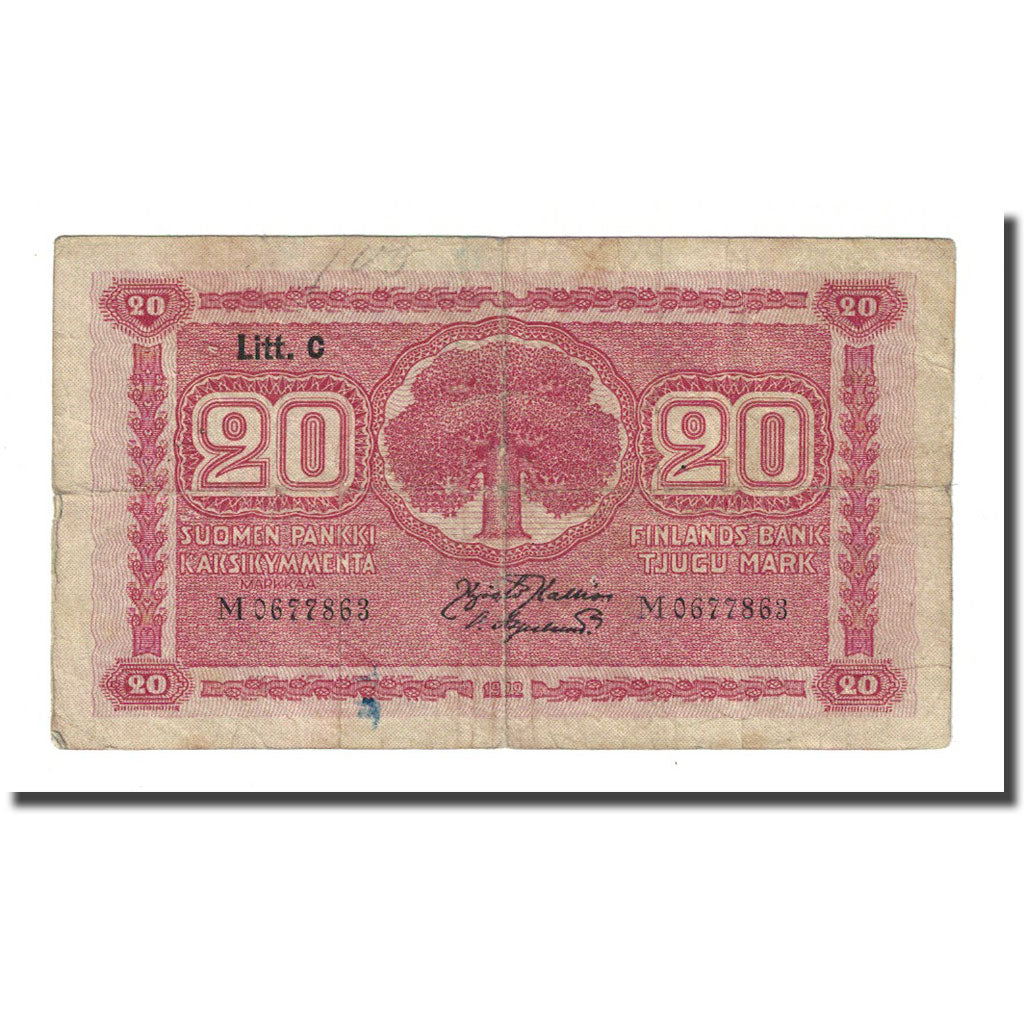 Banknote, Finland, 20 Markkaa, 1922, KM:63a, VF(20-25)