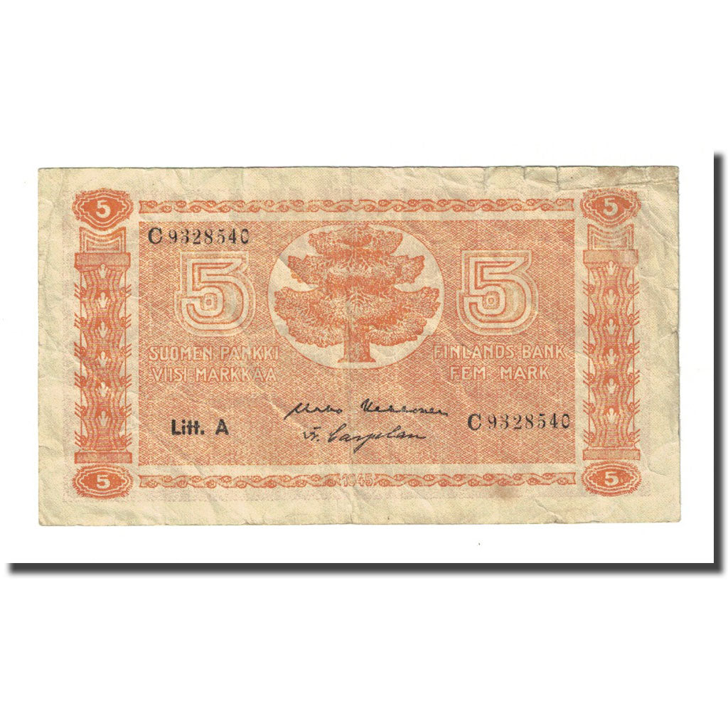 Geldschein, Finnland, 5 Markkaa, 1945, KM:76a, S
