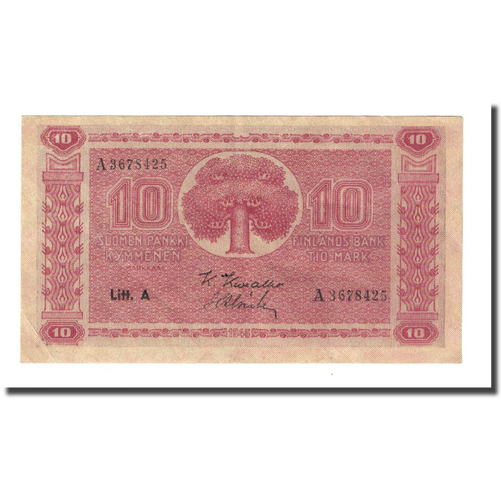 Banknote, Finland, 10 Markkaa, 1945, KM:77a, EF(40-45)
