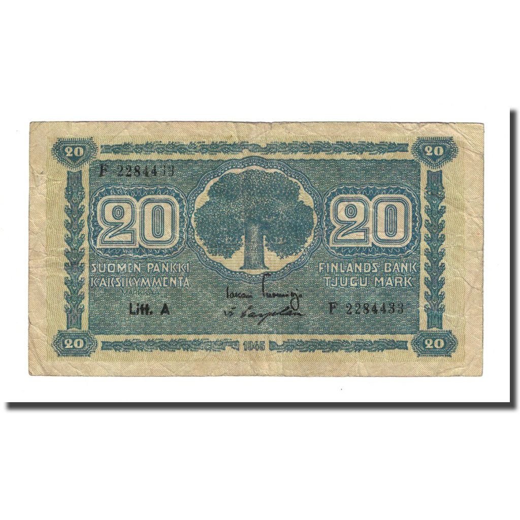 Banknote, Finland, 20 Markkaa, 1945, KM:78a, VF(20-25)