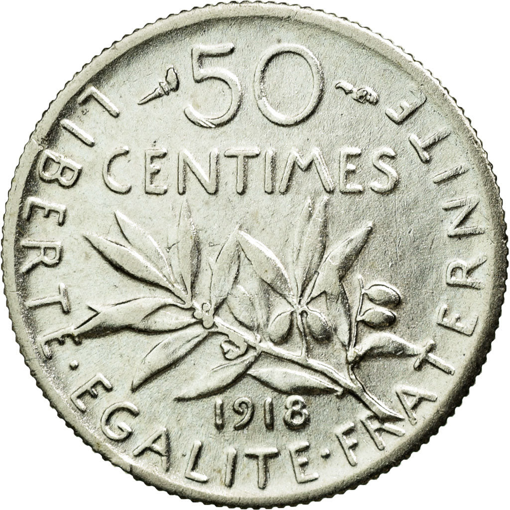 Münze, Frankreich, Semeuse, 50 Centimes, 1918, Paris, VZ, Silber, KM:854