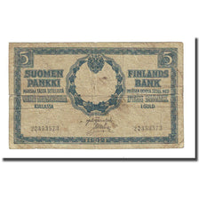 Banknote, Finland, 5 Markkaa, 1909, KM:20, VG(8-10)