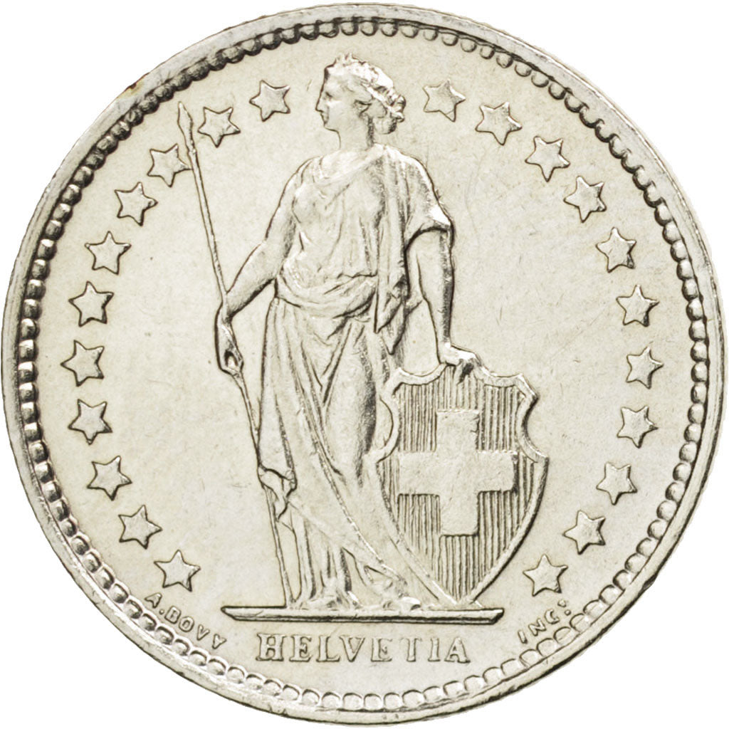 Switzerland, 1/2 Franc, 1958, Bern, AU(50-53), Silver, KM:23